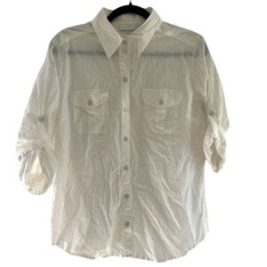NY&C Size L Off White Button Down Shirt NWT 100% cotton